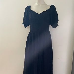 LULU COTTAGE CORE puff sleeve/side slit dress